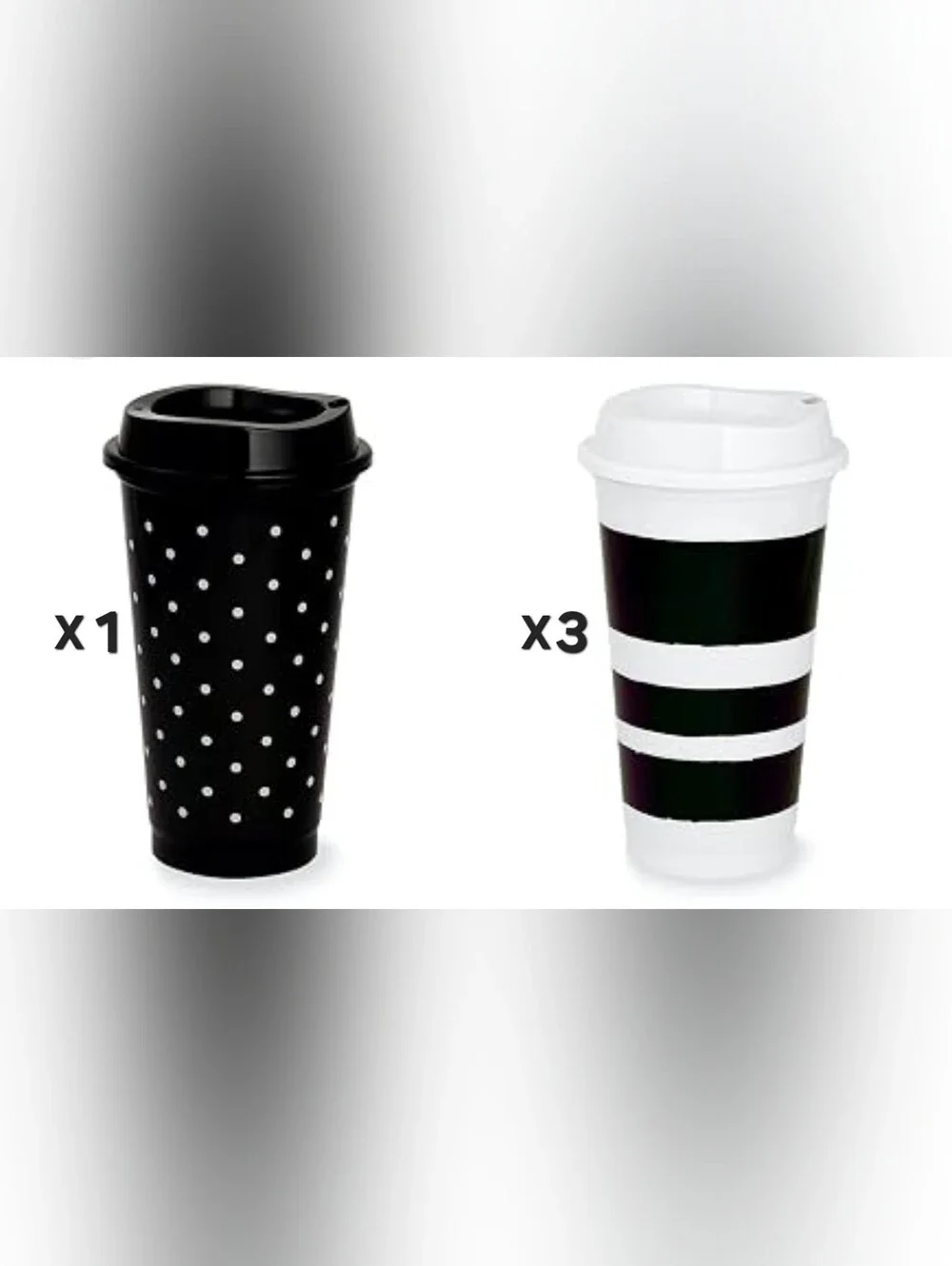 Kate Spade New York 16oz Reusable Travel Tumbler Cup Set of 4 Dots & Stripes B&W